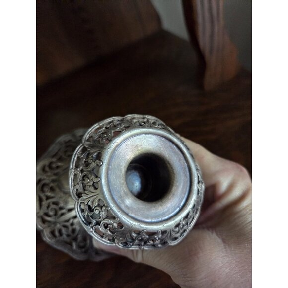 Vintage Filagree Silver Plate candle holder Stick patent No 72883 Hallmark - Picture 3 of 11